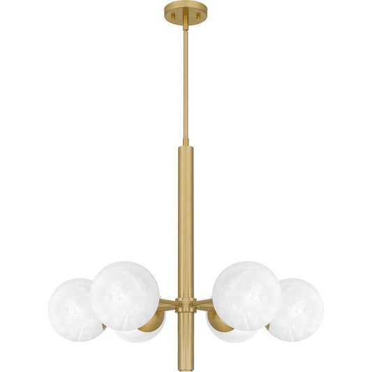 Quoizel Solei 6 Light Chandelier, Aged Brass/Cloud - PCSEI5028AB