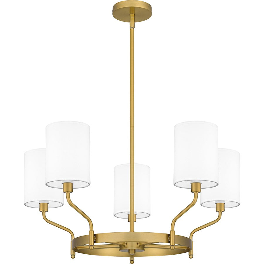 Parkington 5 Light Chandelier, Aged Brass/White