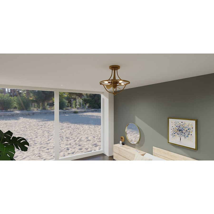 Harvel 4 Light Fan Light, Weathered Brass
