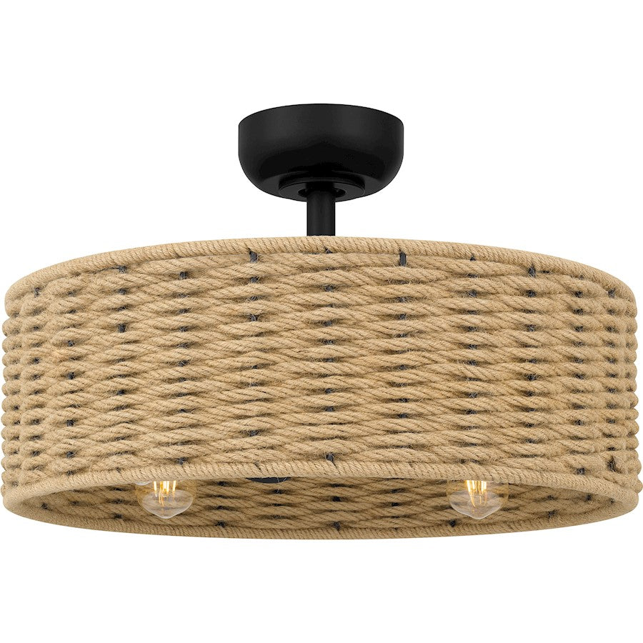 Islander 4 Light Fan Light, Matte Black/Hemp Rope