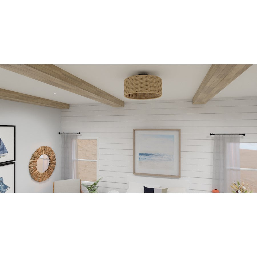 Islander 4 Light Fan Light, Matte Black/Hemp Rope