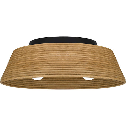 Quoizel 3 Light Flush Mount, Matte Black/Bamboo - QFL6167MBK
