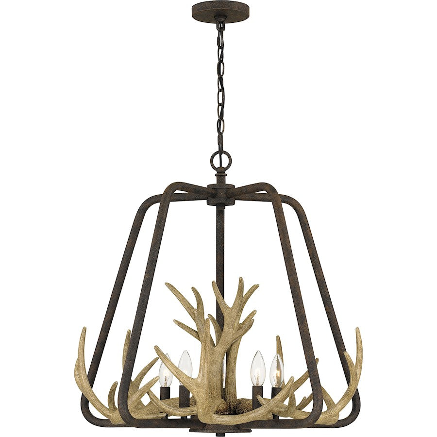 Laurent 5 Light Pendant, Rustic Black