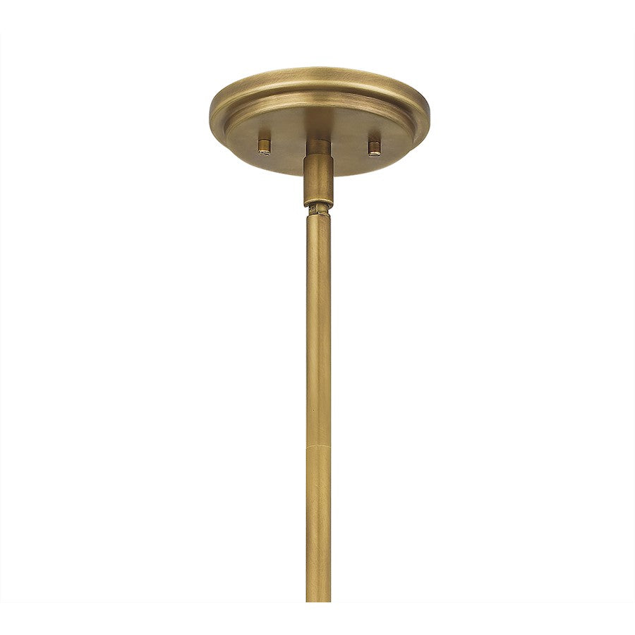 York 4 Light Pendant, Weathered Brass/Light Beige