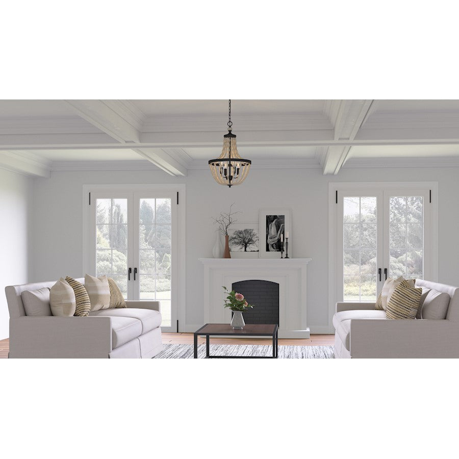 Magnolia 3 Light Pendant, Matte Black