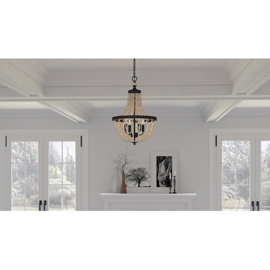 Magnolia 3 Light Pendant, Matte Black