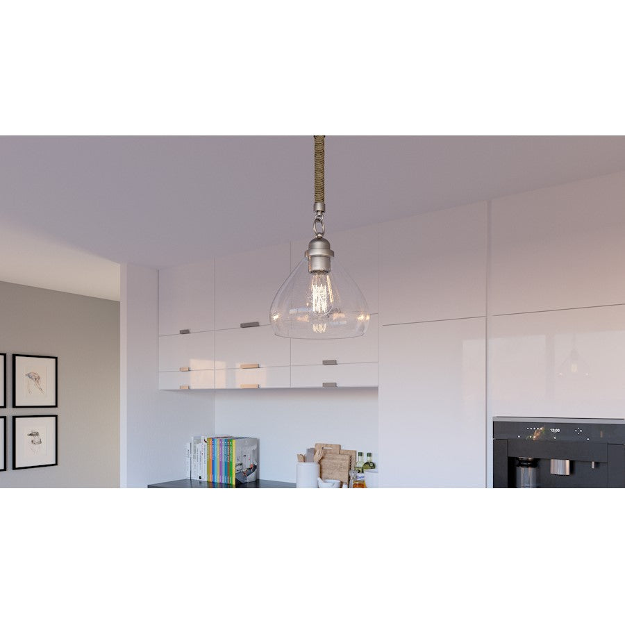 Laughlin 1 Light Mini Pendant, Brushed Nickel/Clear Seedy