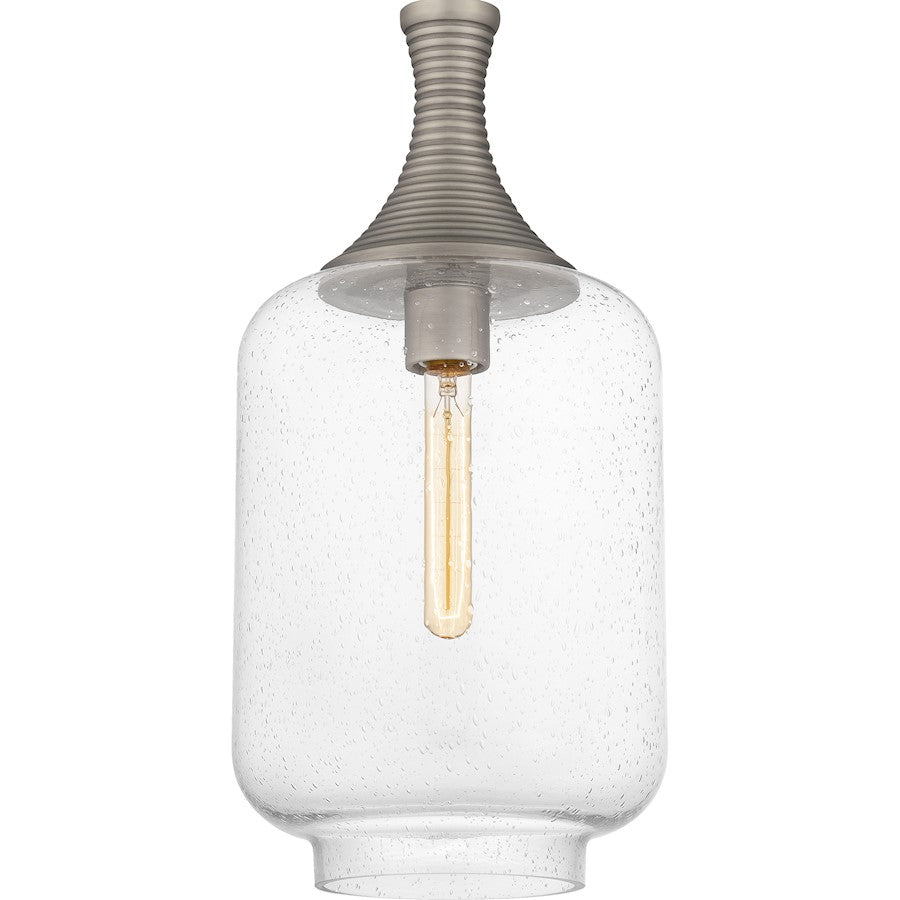 Langley 1 Light Mini Pendant, Antique Nickel/Clear Seedy