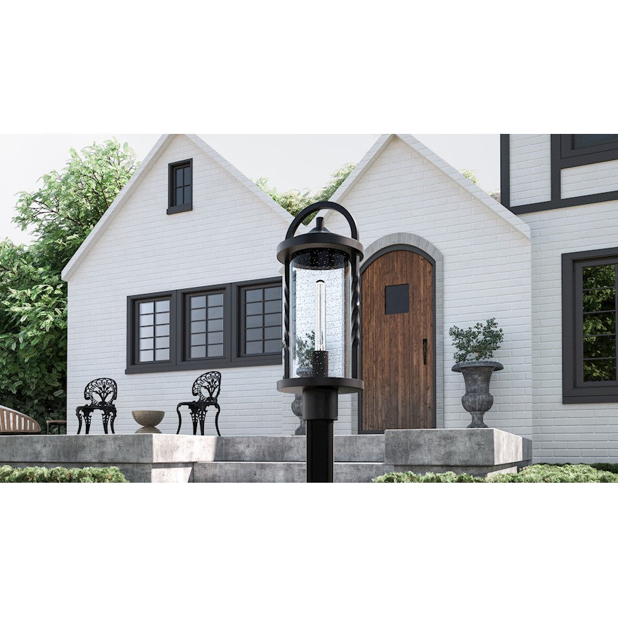 Reece 1 Light 20" Outdoor Lantern, Earth Black/Clear Seedy