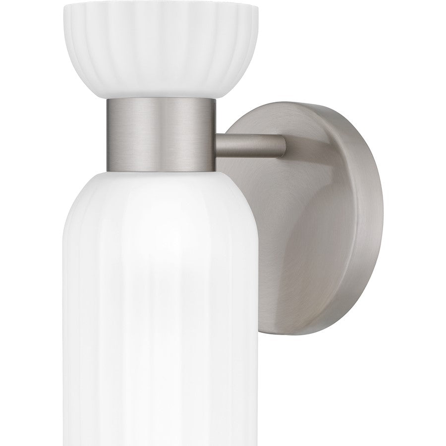 Rembrandt 1 Light Wall Sconce, Nickel/Etched Ribbed
