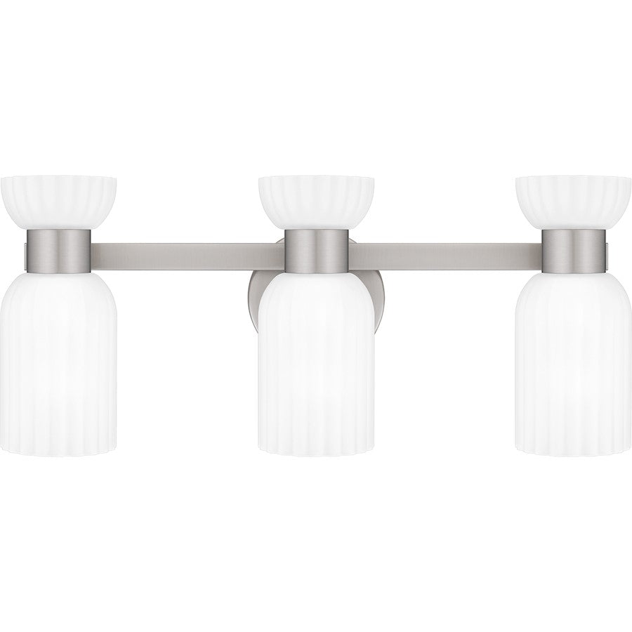 Rembrandt 3 Light Bath Light, Nickel/Etched Ribbed