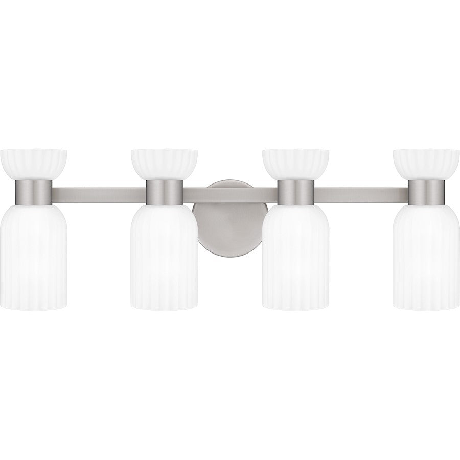 Rembrandt 4 Light Bath Light, Nickel/Etched Ribbed