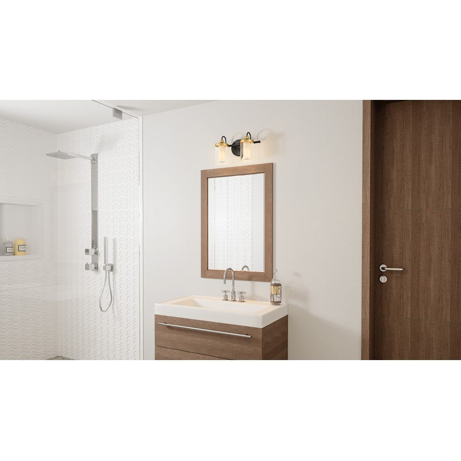 Rowland 2 Light Bath Vanity, Matte Black/Clear