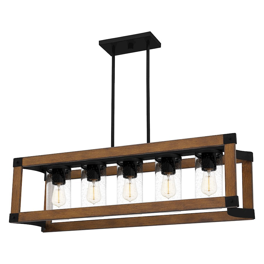 Rylan 5 Light Outdoor Lantern, Matte Black/Clear Seeded