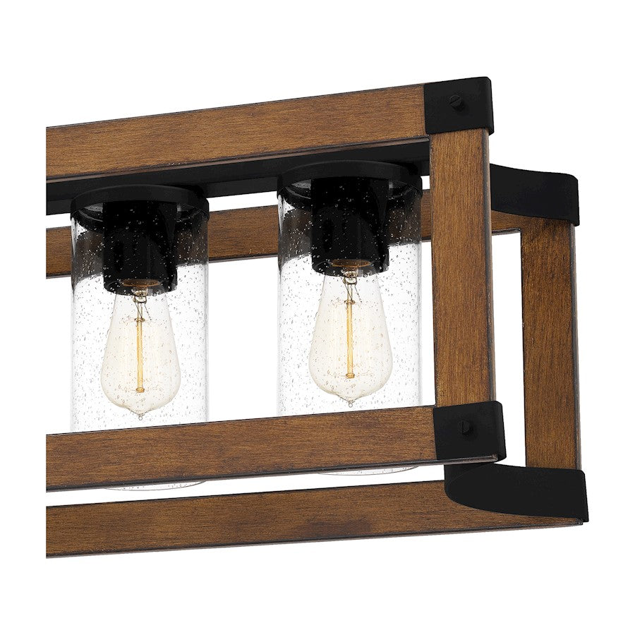 Rylan 5 Light Outdoor Lantern, Matte Black/Clear Seeded
