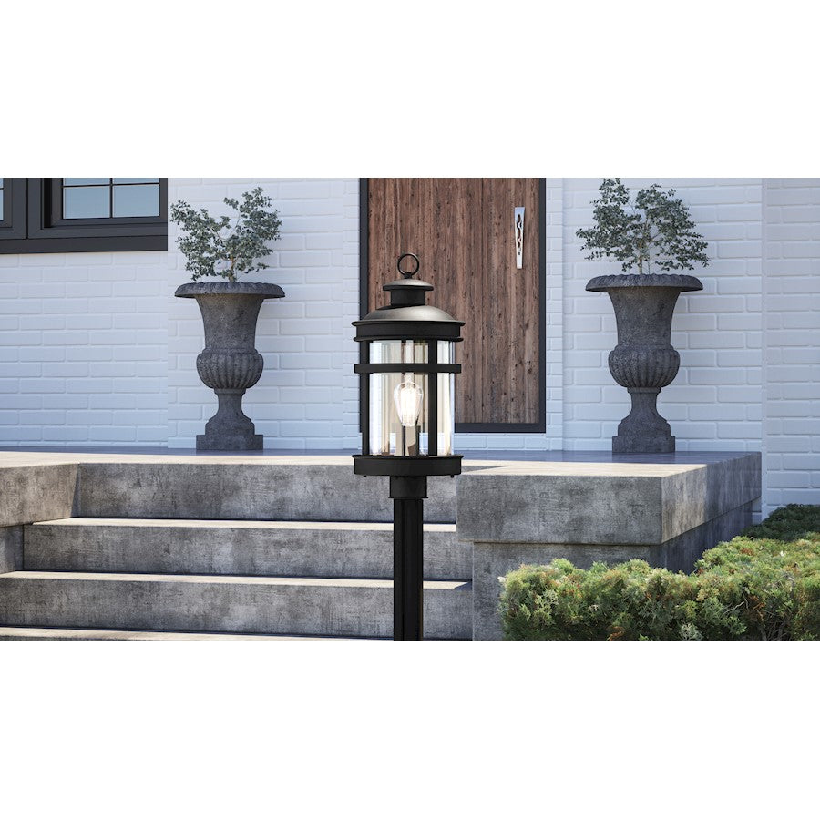 Scout 1 Light 20" Outdoor Lantern, Matte Black/Clear