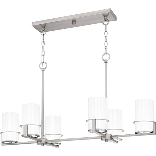 Quoizel Seymour 6 Light Island Light, Brushed Nickel/Opal Ribbed - SEY636BN