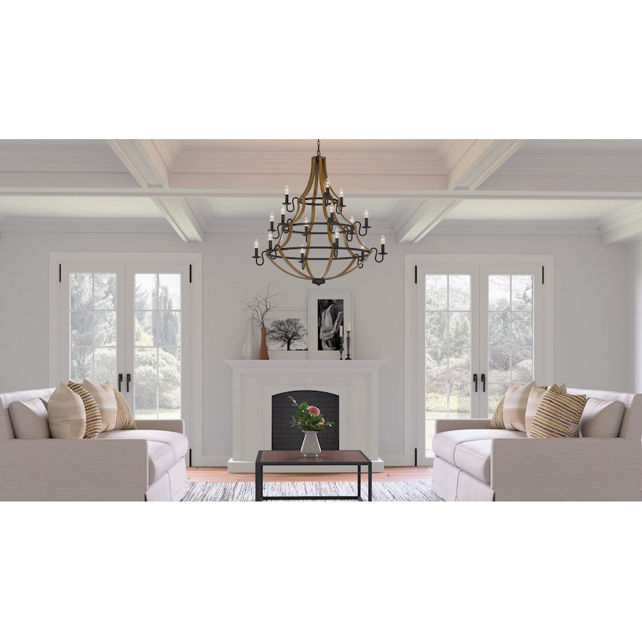 Shire 15 Light Chandelier, Rustic Black