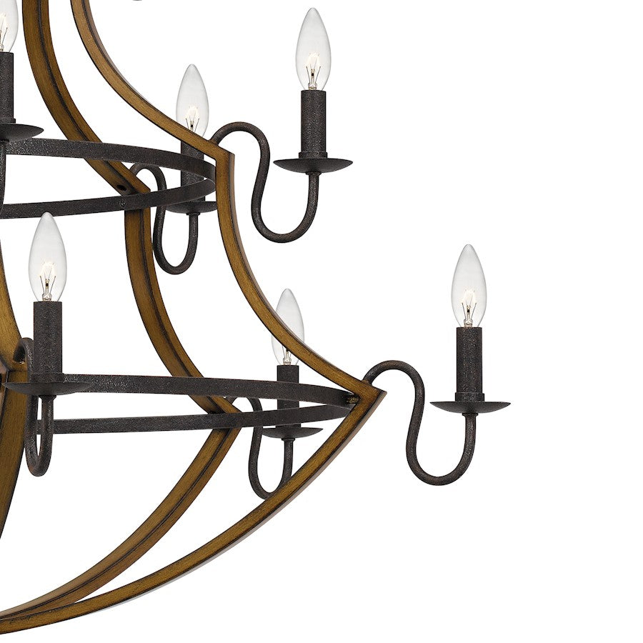 Shire 15 Light Chandelier, Rustic Black