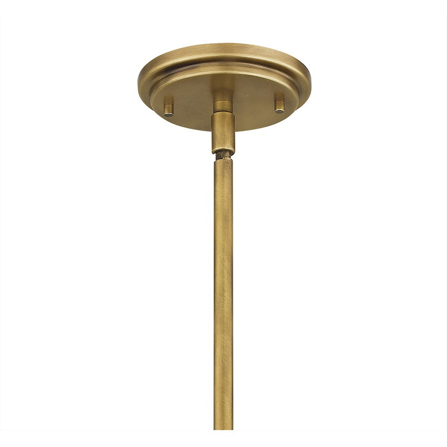 Sunburst 3 Light Chandelier, Weathered Brass/Clear Seeded