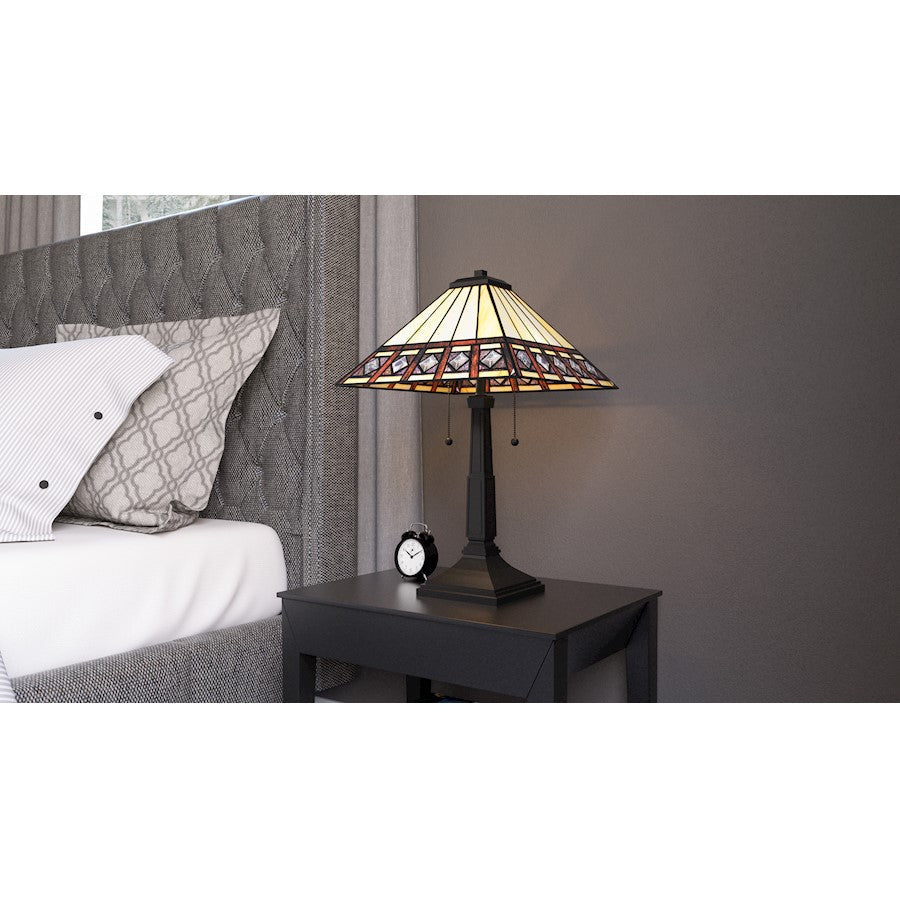 Chardonnay 2 Light 23" Table Lamp, Black/Multicolor Art