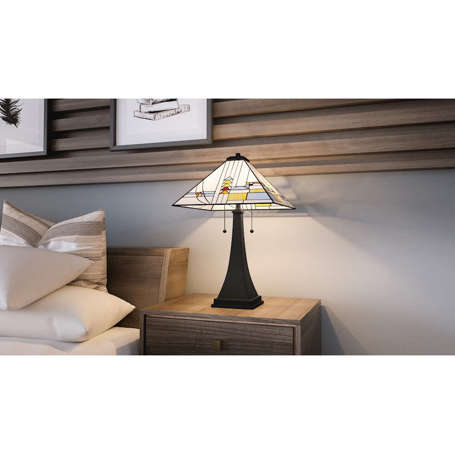 Winchester 2 Light 16" Table Lamp, Black/Multicolor Art