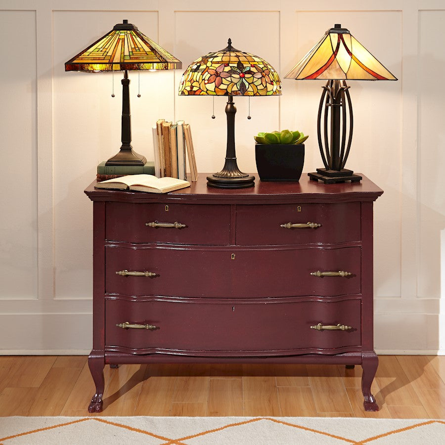 2 Light Kami Tiffany Table Lamp, Vintage Bronze