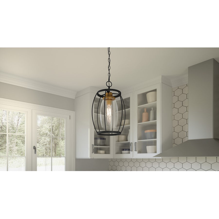 Thyme 1 Light Mini Pendant, Earth Black/Clear