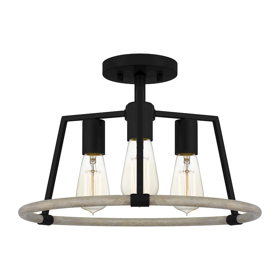 Tippet 3 Light Semi-Flush Mount, Matte Black