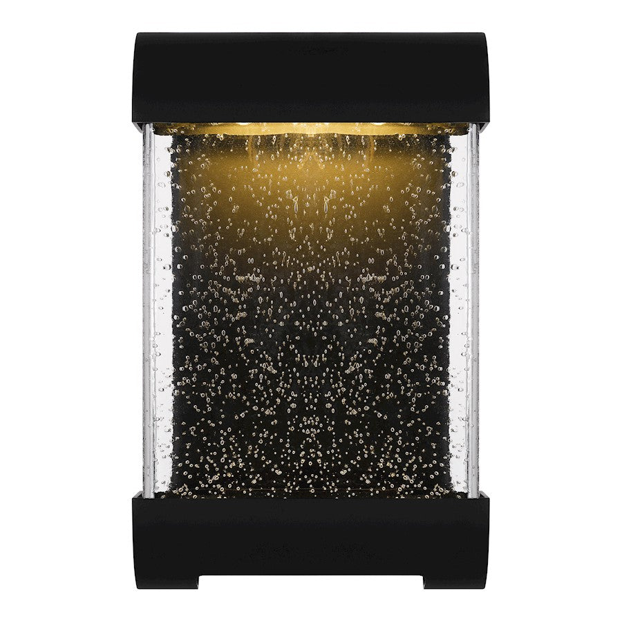 Townes Outdoor Lantern, Matte Black/Clear Seeded