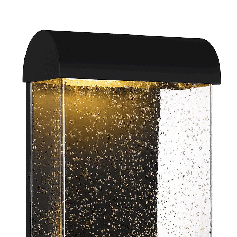 Townes Outdoor Lantern, Matte Black/Clear Seeded
