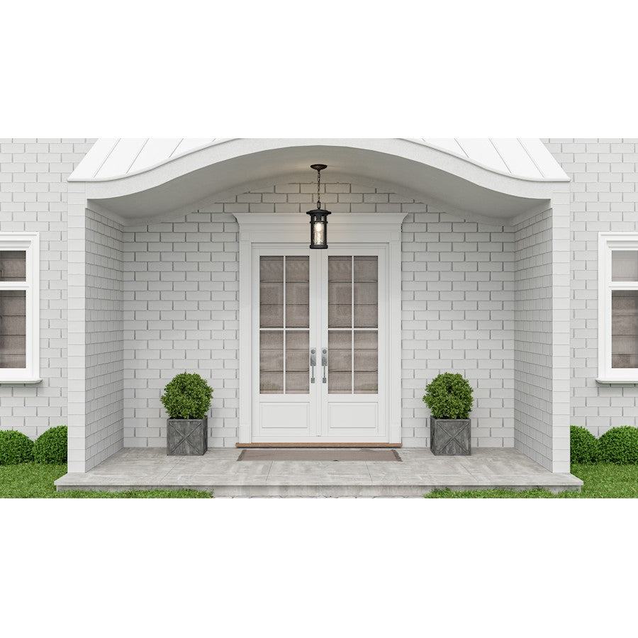 Uma 1 Light Outdoor Hanging Lantern, Matte Black