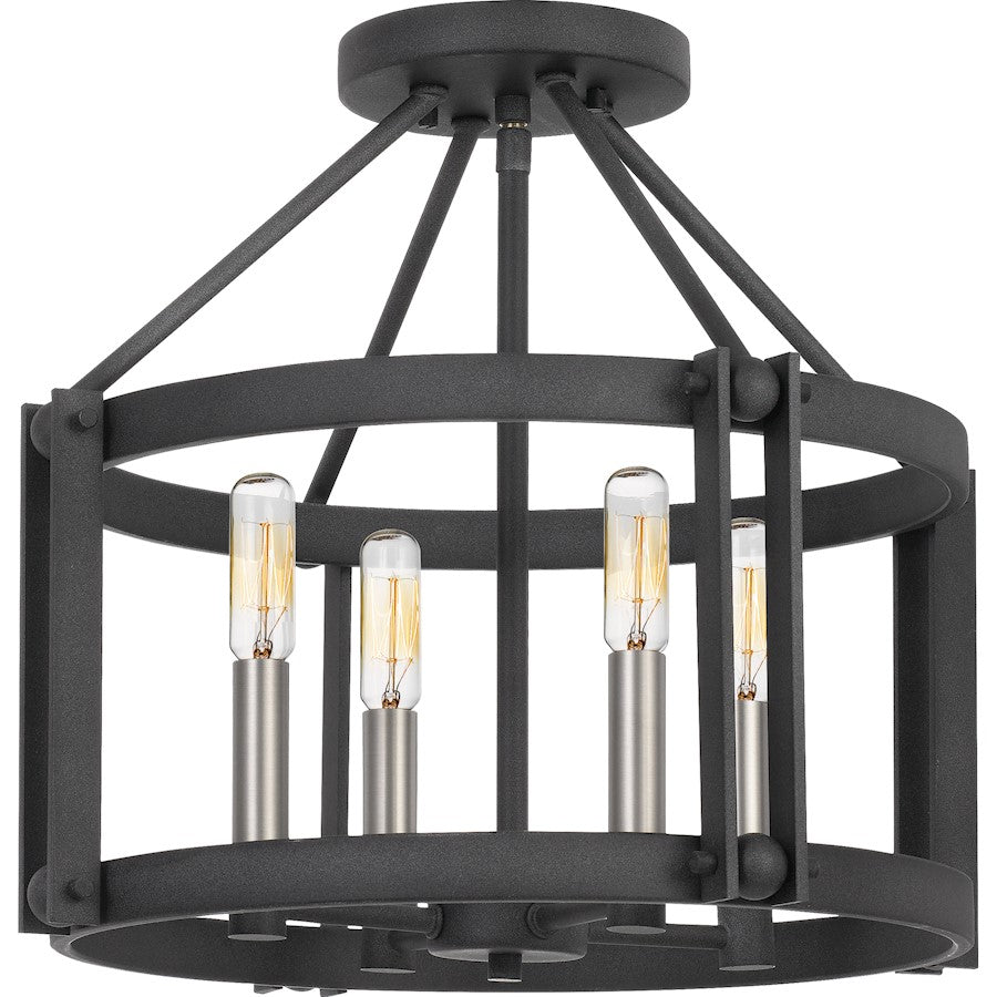 Victor 4 Light Semi-Flush Mount, Mottled Black