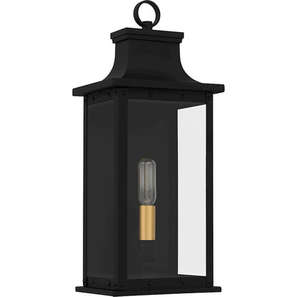 Abernathy 1Lt Outdoor Lantern, Black/Clear Tempered Glass