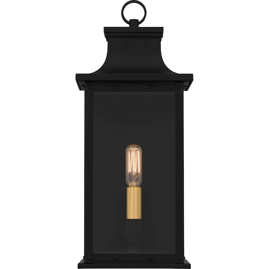 Abernathy 1Lt Outdoor Lantern, Black/Clear Tempered Glass