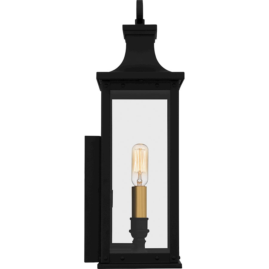 Abernathy 1Lt Outdoor Lantern, Black/Clear Tempered Glass