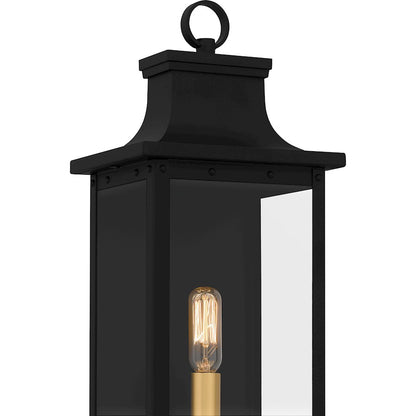 Abernathy 1Lt Outdoor Lantern, Black/Clear Tempered Glass