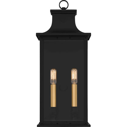 Abernathy 2Lt Outdoor Lantern, Black/Clear Tempered Glass