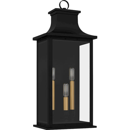 Abernathy 3 Light Outdoor Lantern, Matte Black/Glass