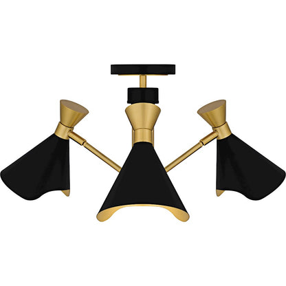 Arden 3Light Semi-Flush Mount, Matte Black/Metal