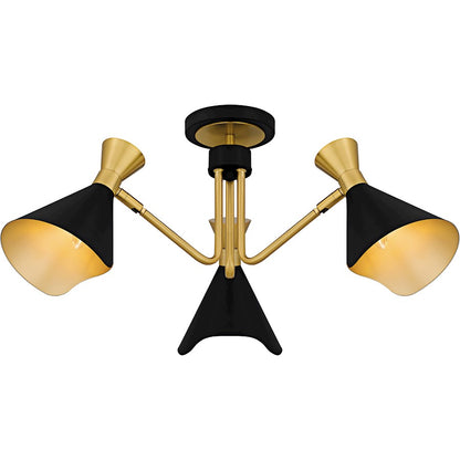 Arden 3Light Semi-Flush Mount, Matte Black/Metal