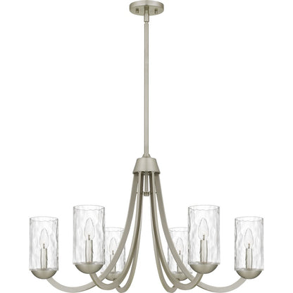 Allard 6Light Chandelier, Brushed Nickel/Clear Water Glass