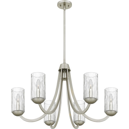 Allard 6Light Chandelier, Brushed Nickel/Clear Water Glass