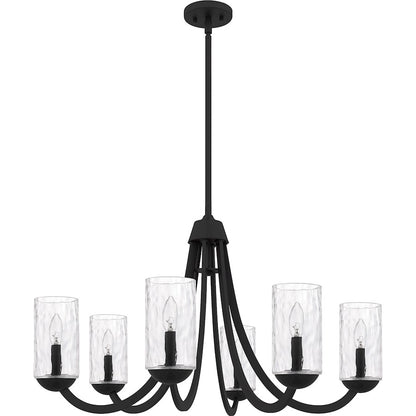Allard 6Light Chandelier, Matte Black/Clear Water Glass