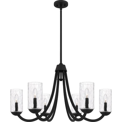 Allard 6Light Chandelier, Matte Black/Clear Water Glass