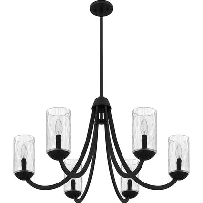 Allard 6Light Chandelier, Matte Black/Clear Water Glass