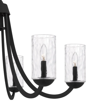 Allard 6Light Chandelier, Matte Black/Clear Water Glass