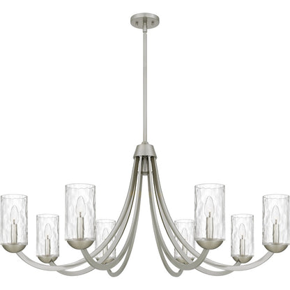 Allard 8Light Chandelier, Brushed Nickel/Clear Water Glass