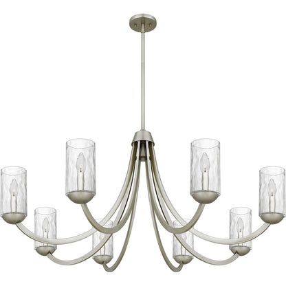 Allard 8Light Chandelier, Brushed Nickel/Clear Water Glass
