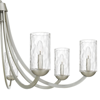 Allard 8Light Chandelier, Brushed Nickel/Clear Water Glass
